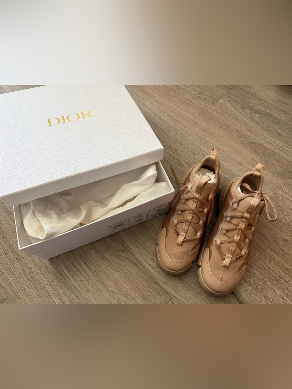Dior Women's D-Connect Nude Low-Top Sneakers